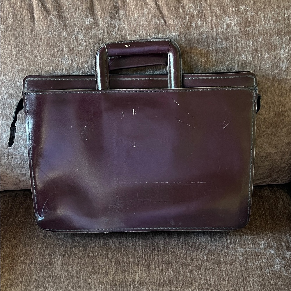 Sophisticated Dark Brown/Burgandy Leather Briefcase  Vintage  Unisex - Picture 3 of 12